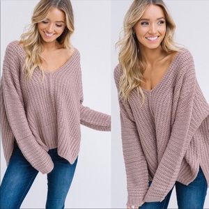 Listicle | Chunky V-Neck Knit Pullover Sweater